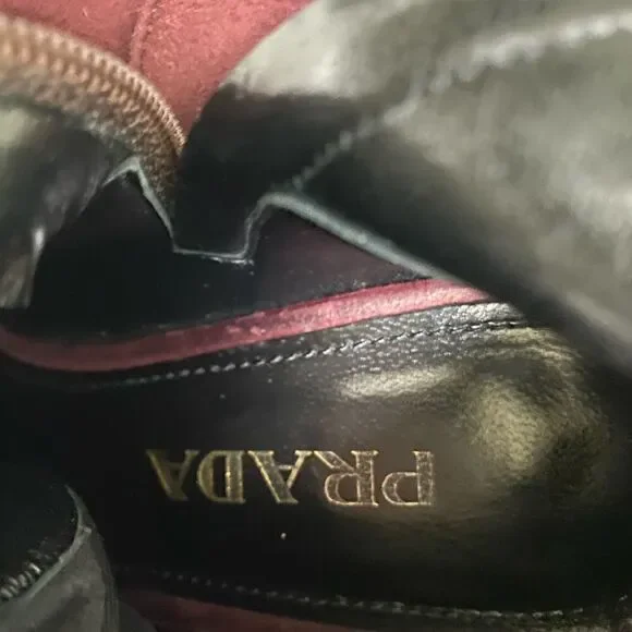 Prada Suede Ankle Boots‎ Burgundy 36